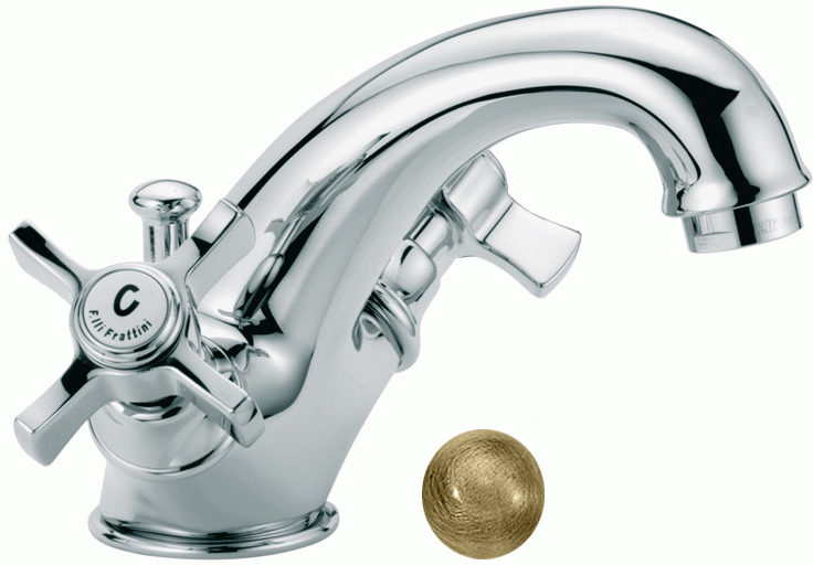 Смеситель MUSA для умывальника (23065) (донный клапан, подводка 3/8"), бронза
