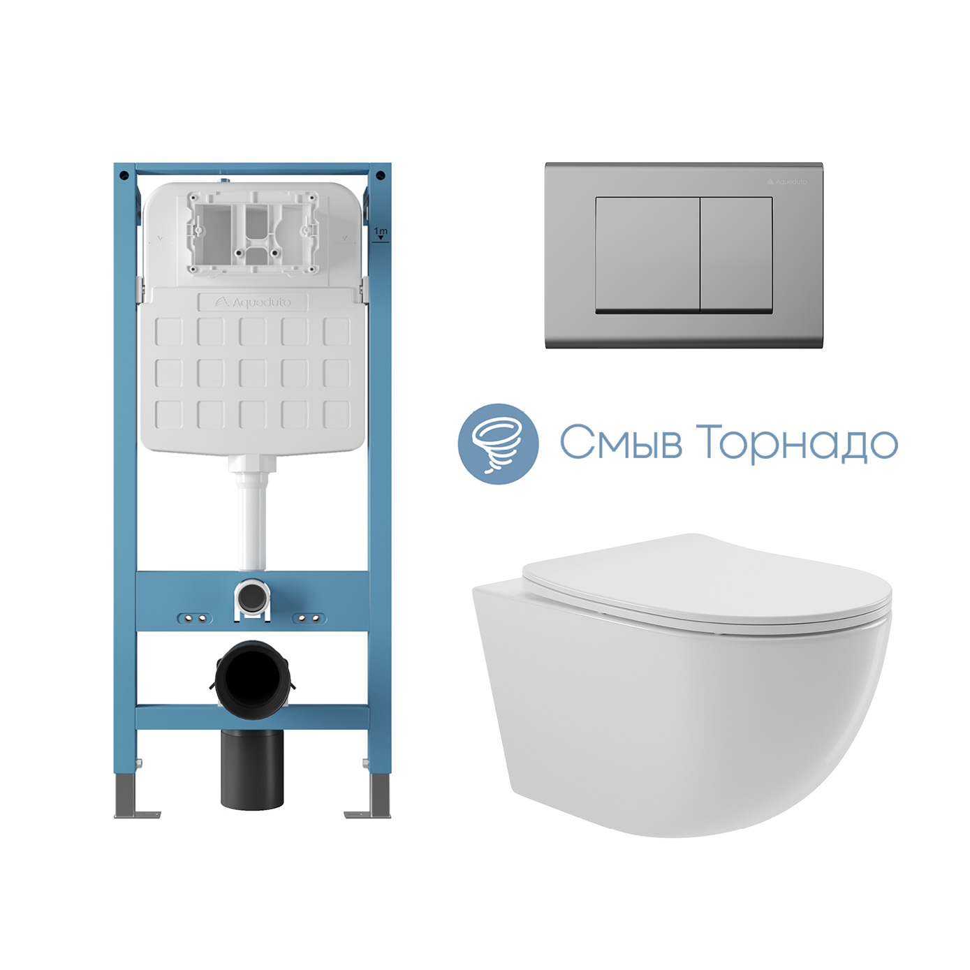 Комплект TECNICA Novo инсталляция QUADRADO,панель хром,унит.подв.торнадо OVOT2110