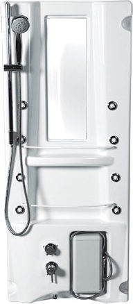 Душевая стойка SOLO г/м, термостат, душ на штанге, массажер для ног, наполнение, хром