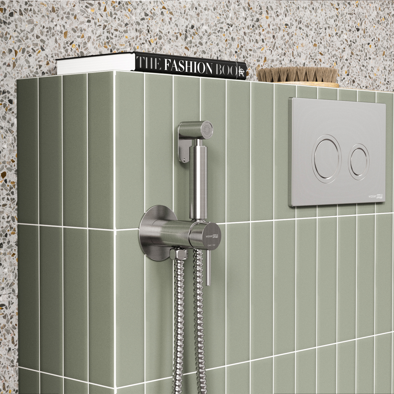 Смеситель A70338 встраиваемый  для душа с гигиенической лейкой никель