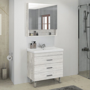 Тумба НИКОСИЯ 80Н [80*45] дуб белый, с умывальником Fest 80