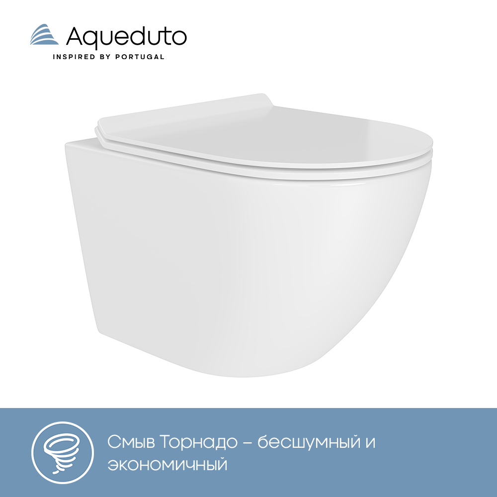Унитаз OVO Tornado Daily подвесной безободковый OVOTD2210 [490*360*340] крышка/сиденье микролифт