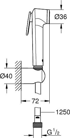 Гигиенический душ GROHE Tempesta-F Trigger с держателем, хром, шланг 125см.27513001