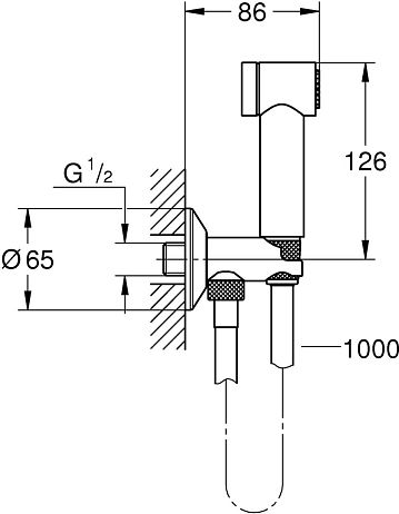 Гигиенический душ SENA с держателем, хром, шланг Silverflex 100см.26329000*