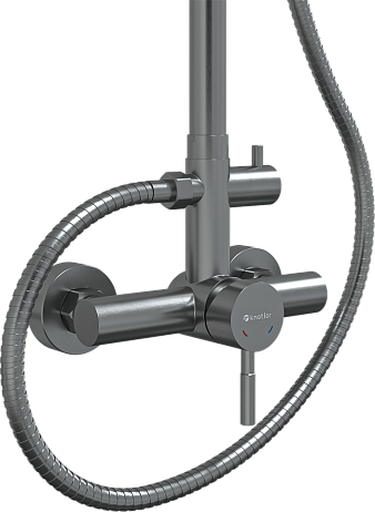 Душевая система STREAMLINE SS-06/1 с верхним душем и смесителем для душа, матовая сталь, KNOTLOR*