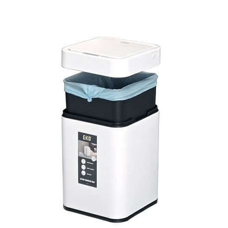 Ведро EKO EK9208 RP-10L-MW сенсорное 10 литров, перезаряжаемое, белый