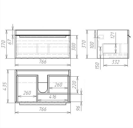 Тумба VIENTO [80*43] подвесная, белый лак, с раковиной Como 80 (8403.0500, S-UM-COM80/1-w)