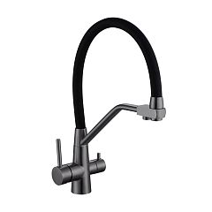 Смеситель KITCHEN для кухни с высоким гибким изливом AV9006GM, графит AVRORA
