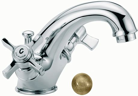 Смеситель MUSA для умывальника (23065) (донный клапан, подводка 3/8"), бронза
