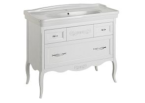 Тумба МОДЕРН 105 [105*86.5*50.5] напольная, белый, патина серебро (тумба, ум-к Модерн 105)