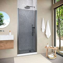 Душевая дверь ЕР NOVO h2000 90 11 07 (82,5*87,5/h200) профиль оружейная сталь, стекло графит*