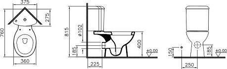 Унитаз ARKITEKT угловой крышка/сиденье микролифт [36*76*81,5] (9754В003-7201)*