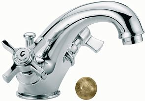 Смеситель MUSA для умывальника (23065) (донный клапан, подводка 3/8"), бронза