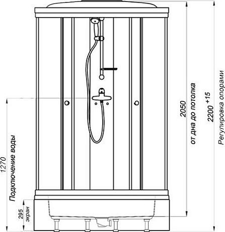 Душевая кабина КЛАССИКА В3 [100*100/220] средний поддон, мозайка (ПД7+ПС10+ДВ7+ЗС9+КН2+КР4) душ, сиф