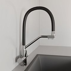 Смеситель KITCHEN для кухни с высоким гибким изливом AV9006, хром AVRORA