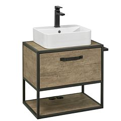 Тумба ЛОФТ ФАБРИК 65 дуб кантри [64,2*44*5] со столешницей и умывальником Джой 3, подвесная**