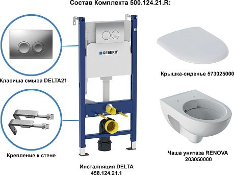 Комплект GEBERIT RENOVA 500.124.21.R (458.124.21.1, 203050000, 573025000)*