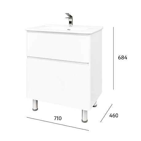 Тумба CLARIDY 70 [710*460*850] напольная Clar.01.70/N/W/RL, умывальник Stur.08.70/W/JR