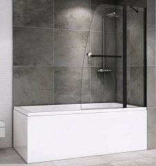 Шторка на ванну ABBER Ewiges Wasser AG50100B,распашная,1000-1015,стекло прозрачное 6м,профиль черный
