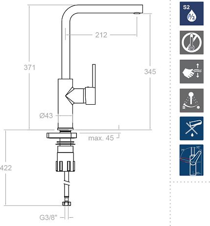 Смеситель KITCHEN DRAKO для кухни 332902CUC медь