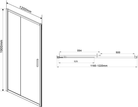 Душевая дверь GARDA VDS-1G120CH 120*195 профиль хром, стекло шиншилла