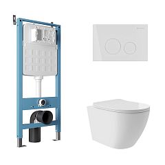 Комплект TECNICA инсталляция,CIRCULO панель см., белый, OVO Plus унитаз подвесной 525*365 AQDS122T 