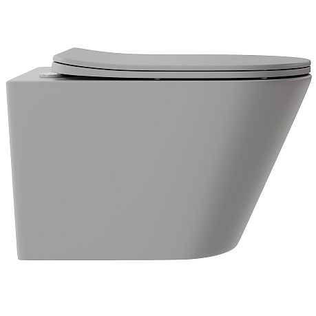 Унитаз CONE  подвесной безободковый CON0130 [525*360*320] , крышка/сиденье микролифт, серый матовый