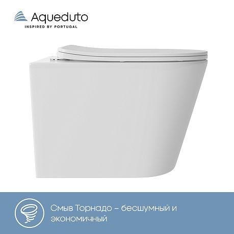 Унитаз CONE Plus подвесной безободковый Торнадо CONT0210 [520*365*350]крышка/сиденье микро-фт,бел**