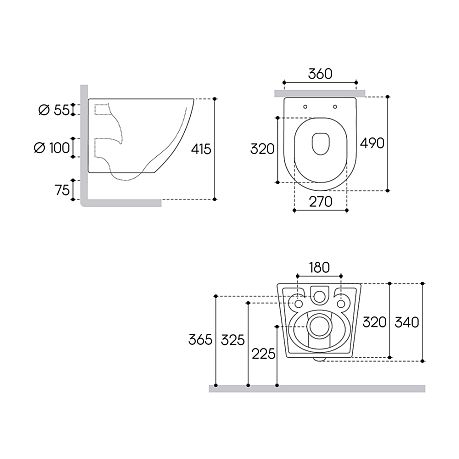 Унитаз OVO Tornado Daily подвесной безободковый OVOTD2210 [490*360*340] крышка/сиденье микролифт