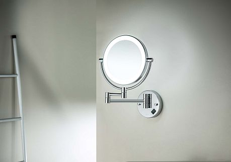 Зеркало косметическое настенное круглое поворотное с подсветкой 5х,  хром AQ4912CR