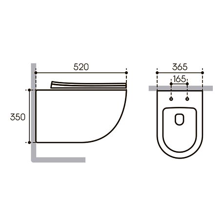 Унитаз OVO Plus подвесной безободковый Торнадо OVOT0210 [520*365*350]крышка/сиденье микролифт,бел**