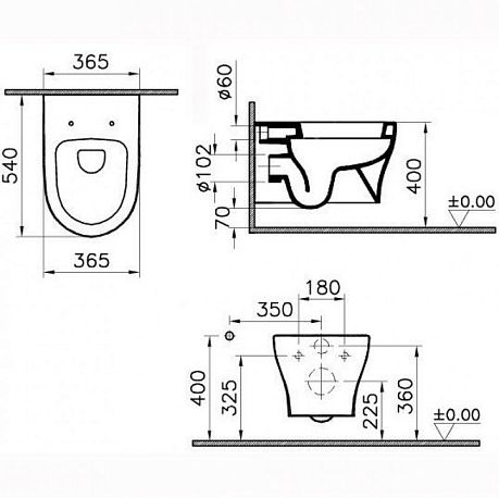 Унитаз SENTO подвесной  (4448B003-6073) крышка/сиденье плавное закрытие*