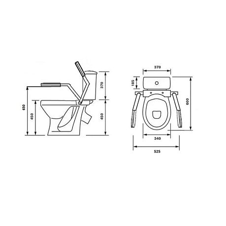 Унитаз ПЕРСОНА Премиум косой выпуск, с двойным опорным поручнем (42301120005) 