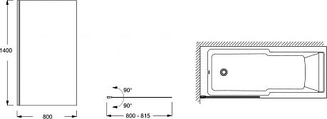 Шторка для ванны STRUKTURA [80*140] хром, 6 мм, (E6D042-GA)
