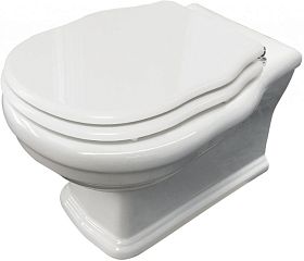 Унитаз BOHEME подвесной безободковый BB115CH, крышка плавное закрытие белый/бронза BB115SCM-BRN*