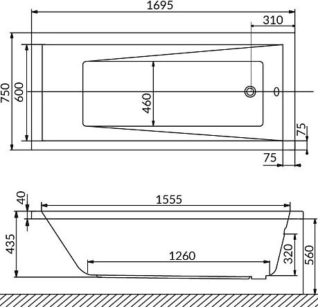 Ванна WAVE [170*75] каркас