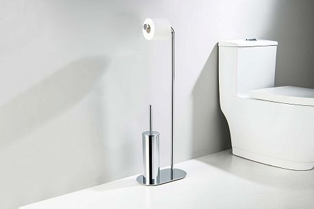 Бумагодержатель AQUATEK ОБЕРОН с ершиком напольный, хром AQ4231CR 