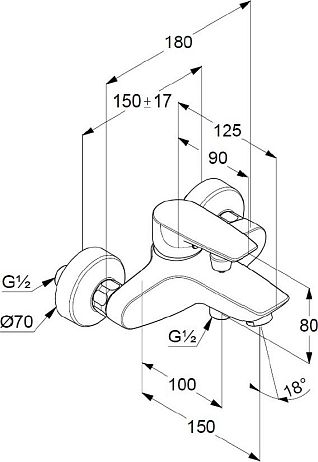 Смеситель PURE SOLID для ванны, хром (346810575)