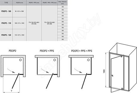 Душевая дверь PIVOT PDOP2-110  профиль белый, стекло транспарент (03GD0100Z1)