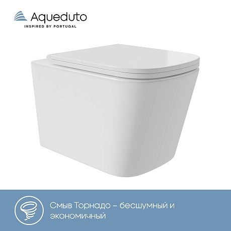 Унитаз MACIO Plus подвесной безободковый Торнадо MACТ0210 [525*345*345]крышка/сидн-е микр-фт,белый**