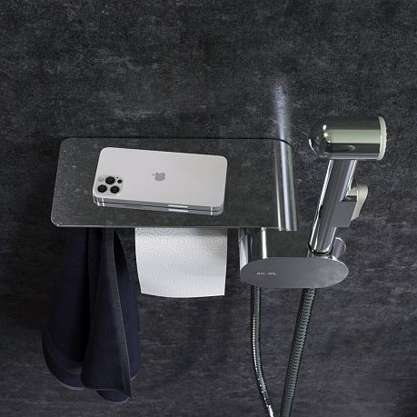 Гигиенический набор LIKE (смеситель, ручной душ, полка) F0202600 хром