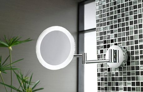 Зеркало MIRROR косметическое настенное круглое поворотное с подсветкой хром (71785)