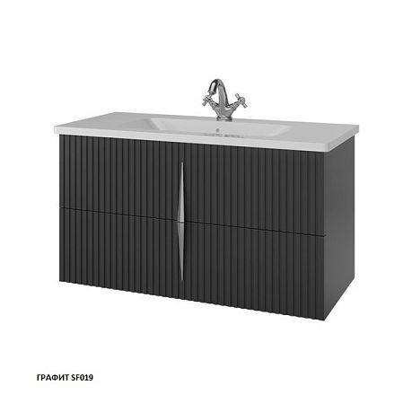 Тумба NOVARA 100 2 ящика 35917-SF019 графит, умывальник [100,8*48*55,8]*