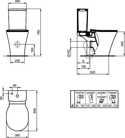 Унитаз CONNECT AIR AQUABLADE (E009701, E073901, E036601)* (чаша, бачок AIR CURVE, микролифт)*