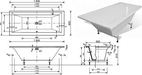 Ванна СТЕЛЛА [180*80] на ножках*