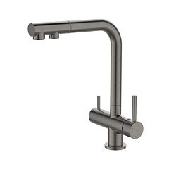 Смеситель UMBRA для кухни с выдвижным изливом и каналом для фильтра, графит UMBGMPFi05
