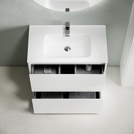 Тумба LIBRA FLOOR 80 [790х450х840] напольная (LB80FW) 2 ящика, БЕЗ умывальника, белый глянец