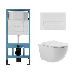 Комплект TECNICA инсталляция, RETANGULO панель смыва, белый,OVO унитаз подвесной 525*360 AQDS025/109