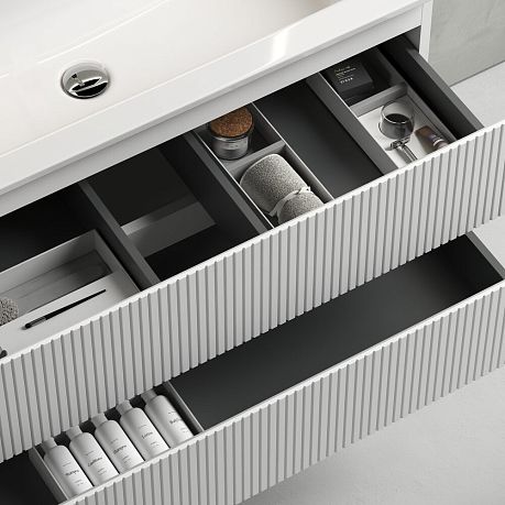 Тумба SNOB T Bianco120 подвесная 2 ящика, матовая SNT120W БЕЗ УМЫВАЛЬНИКА*