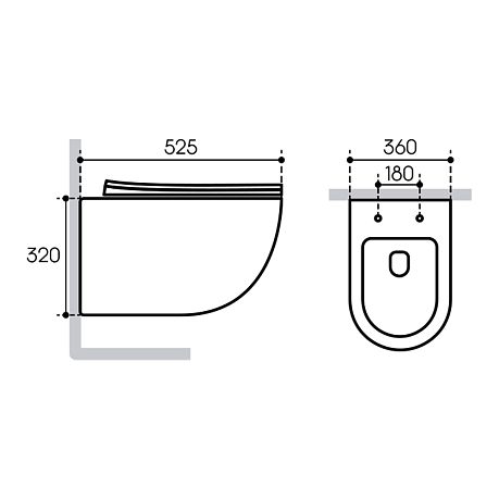 Унитаз OVO подвесной безободковый OVO0110 [525*360*320] , крышка/сиденье микролифт,белый глянцевый*